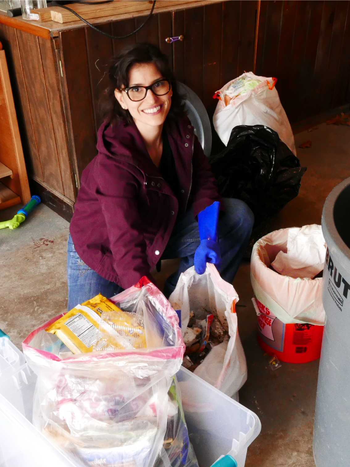 Tina Sorting Trash