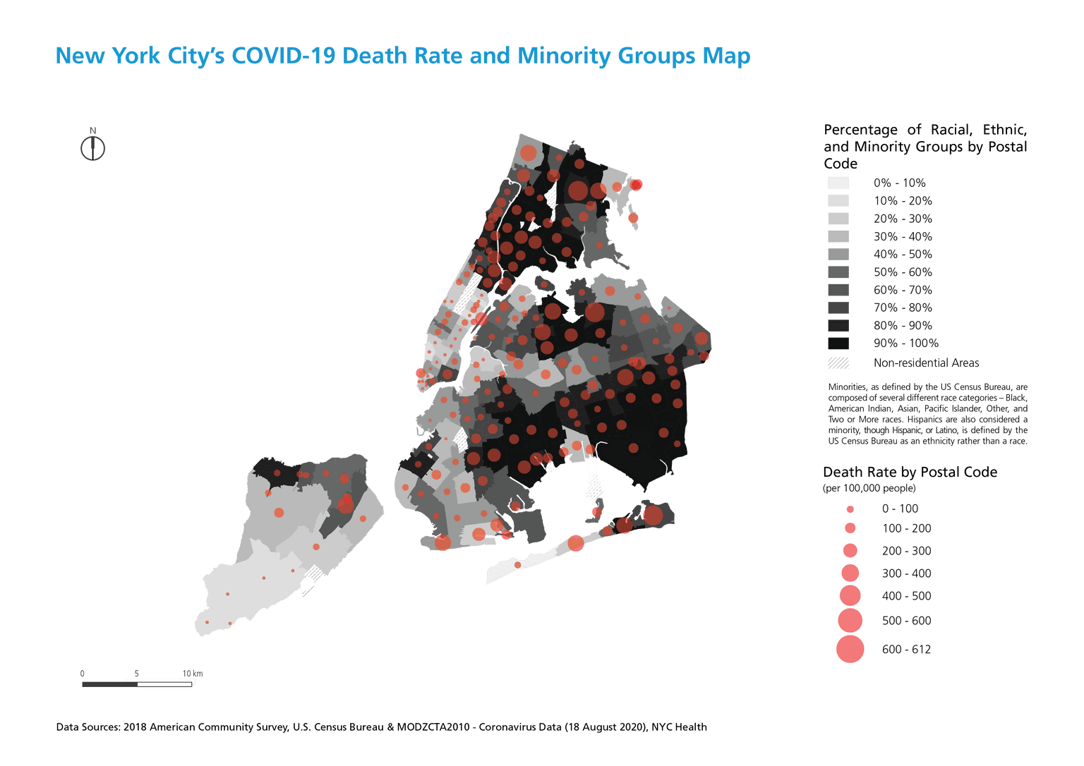 New York City's COVID-19 Death Rate and Minority Groups Map