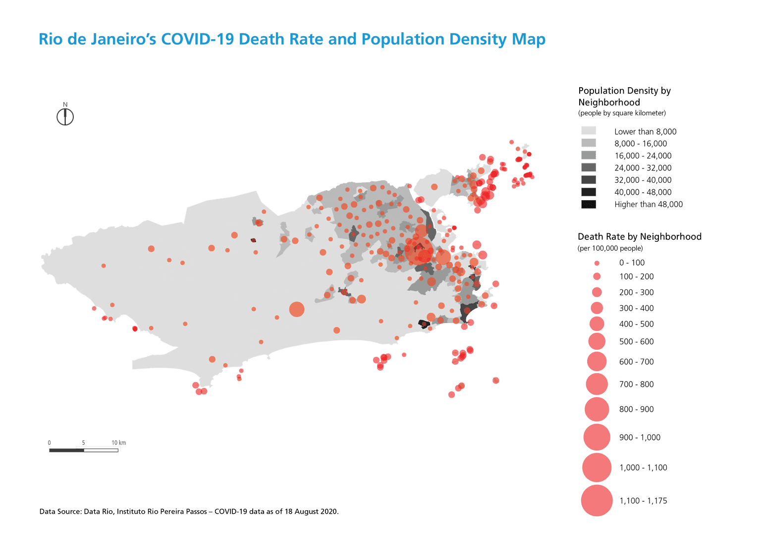 Rio de Janeiro COVID-19 Death Rate and Population Density Map