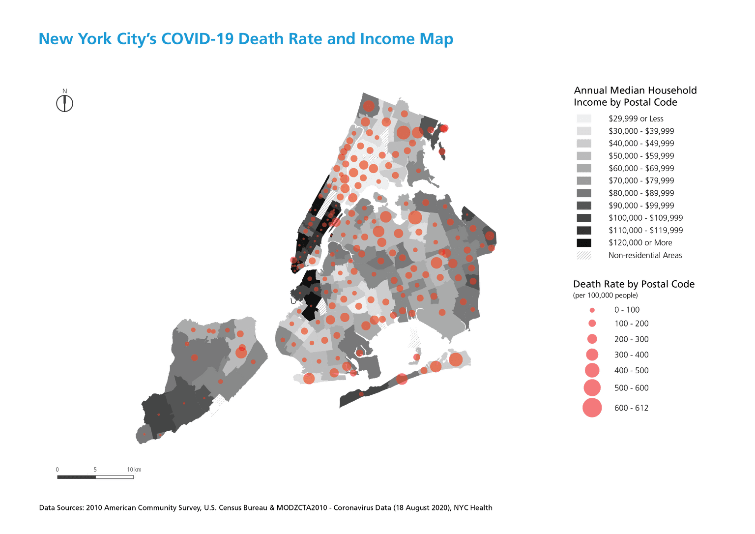 New York City's COVID-19 Death Rate and Income Map